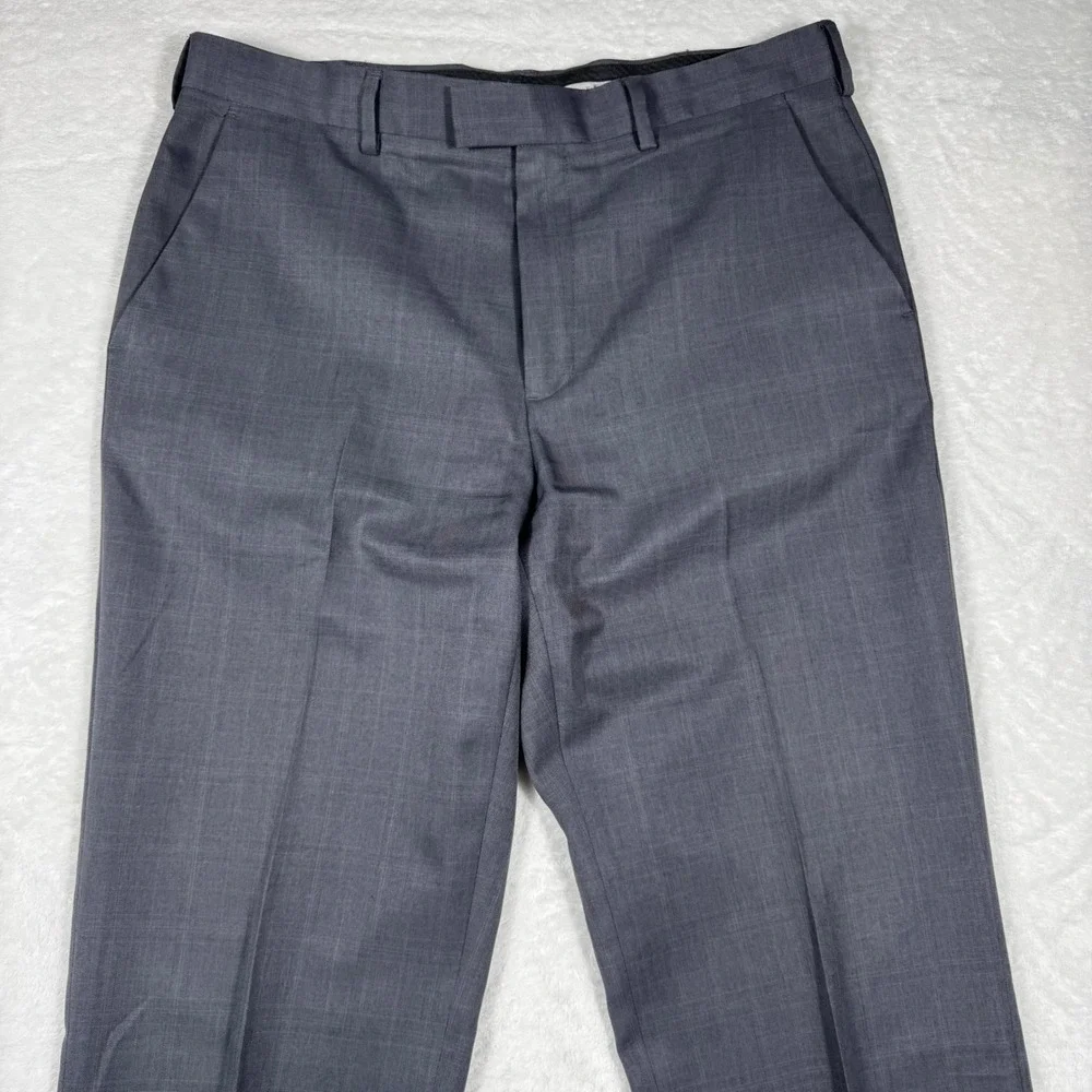 Perry Ellis Portfolio Men's 34x32 Gray Glen Dress Pants Flat Front Business Suit
